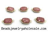 NGC7028 11*15mm faceted rectangle pink wooden jasper connectors