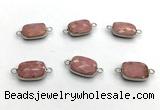 NGC7033 11*15mm faceted rectangle pink wooden jasper connectors