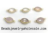 NGC7035 11*15mm faceted oval rose quartz connectors