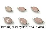 NGC7047 11*15mm faceted oval rose quartz connectors