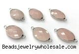 NGC7061 17*22mm faceted oval rose quartz connectors