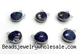 NGC7076 14mm faceted flat teardrop lapis lazuli connectors