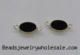 NGC717 13*18mm oval black agate gemstone connectors wholesale