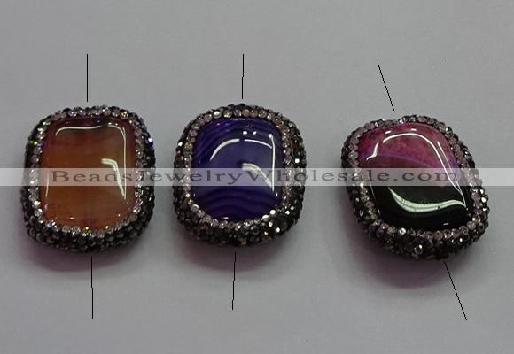 NGC7518 24*30mm rectangle agate connectors wholesale