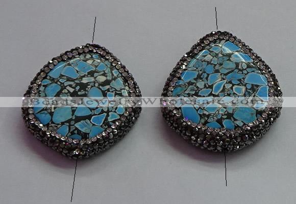 NGC7527 35*40mm - 38*45mm freeform turquoise connectors wholesale