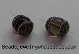 NGC7556 15*20mm egg-shaped smoky quartz connectors wholesale