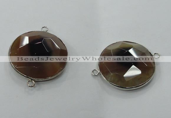 NGC82 31mm flat round agate gemstone connectors wholesale