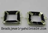 NGC885 35*35mm square black agate connectors wholesale