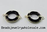 NGC887 30mm donut black agate connectors wholesale