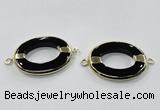 NGC888 30*40mm oval black agate connectors wholesale