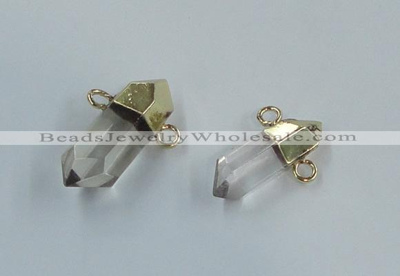 NGC978 8*25mm - 12*35mm faceted nuggets white crystal connectors