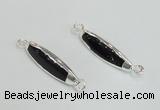 NGC988 8*30mm trihedron black agate gemstone connectors wholesale