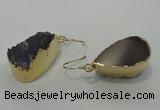 NGE04 12*25mm - 15*30mm freeform druzy amethyst earrings wholesale