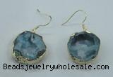 NGE07 20*25mm - 25*30mm freeform plated druzy agate earrings