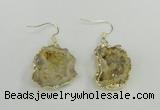 NGE101 20*25mm - 25*30mm freeform druzy agate gemstone earrings