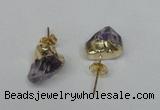 NGE12 8*12mm - 10*15mm faceted nuggets amethyst earrings wholesale