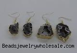 NGE146 15*20mm - 20*30mm freeform druzy agate gemstone earrings