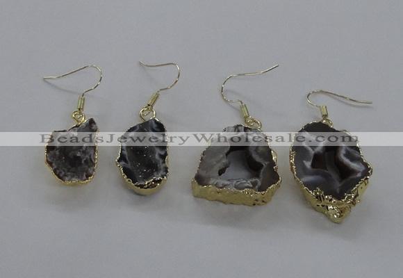 NGE146 15*20mm - 20*30mm freeform druzy agate gemstone earrings