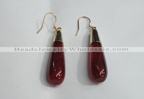 NGE15 10*40mm teardrop agate gemstone earrings wholesale