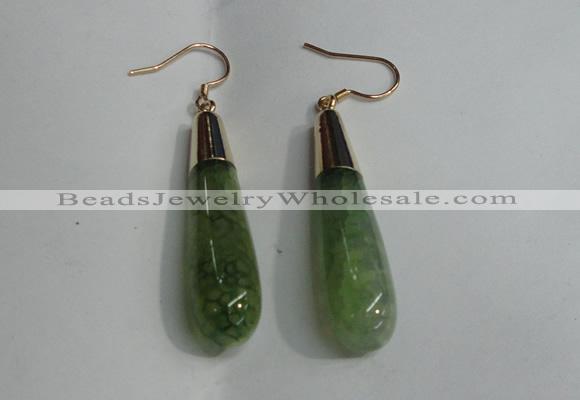 NGE16 10*40mm teardrop agate gemstone earrings wholesale