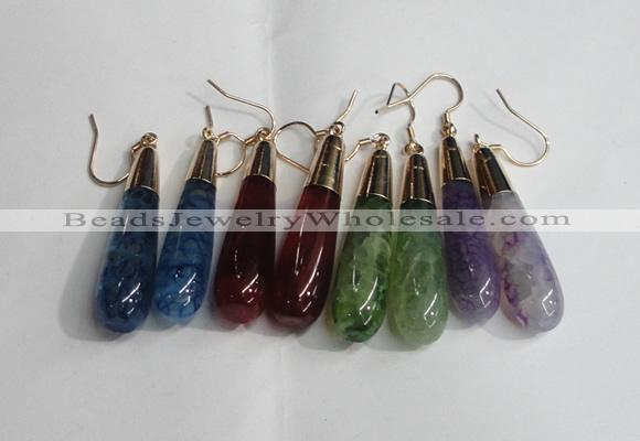 NGE18 10*40mm teardrop mixed agate gemstone earrings wholesale