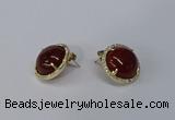 NGE188 15mm flat round agate gemstone earrings wholesale