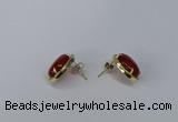 NGE195 10*14mm oval agate gemstone earrings wholesale