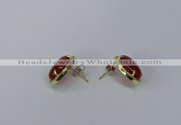 NGE195 10*14mm oval agate gemstone earrings wholesale