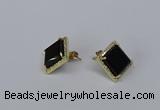 NGE203 12*12mm square agate gemstone earrings wholesale