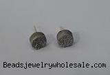 NGE215 8mm coin druzy agate gemstone earrings wholesale