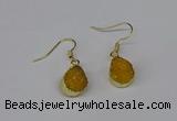 NGE243 10*12mm teardrop druzy agate gemstone earrings wholesale