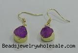 NGE244 10*12mm teardrop druzy agate gemstone earrings wholesale