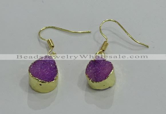 NGE244 10*12mm teardrop druzy agate gemstone earrings wholesale