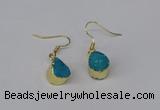 NGE246 10*12mm teardrop druzy agate gemstone earrings wholesale