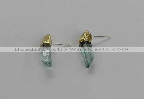 NGE255 5*18mm - 6*22mm sticks dyed white crystal earrings