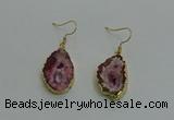 NGE260 13*18mm - 15*20mm freeform druzy agate earrings