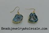 NGE261 13*18mm - 15*20mm freeform druzy agate earrings