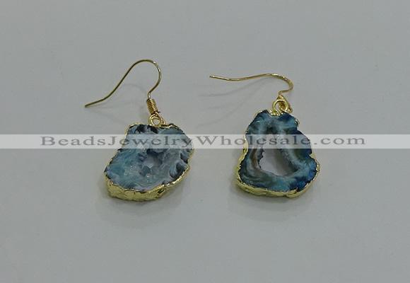 NGE261 13*18mm - 15*20mm freeform druzy agate earrings