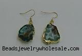 NGE262 13*18mm - 15*20mm freeform druzy agate earrings