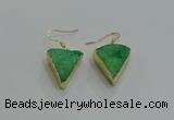 NGE270 18*22mm - 20*22mm triangle druzy agate earrings