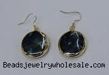 NGE275 25mm flat round agate gemstone earrings wholeasle