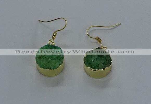 NGE280 15mm - 16mm coin druzy agate gemstone earrings wholeasle