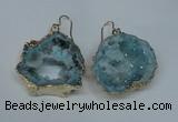 NGE31 30*35mm - 35*40mm freeform plated druzy agate earrings