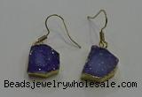 NGE322 10*14mm - 12*16mm freeform druzy agate gemstone earrings