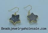 NGE345 14mm - 16mm star druzy agate earrings wholesale