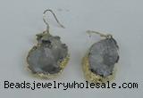 NGE35 20*25mm - 25*30mm freeform plated druzy agate earrings