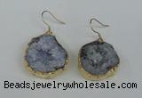 NGE36 20*25mm - 25*30mm freeform plated druzy agate earrings