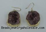 NGE37 20*25mm - 25*30mm freeform plated druzy agate earrings