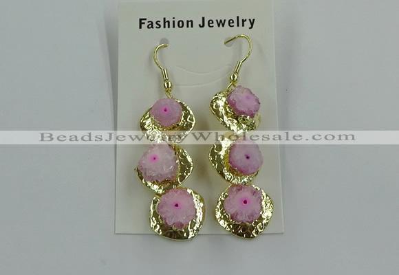 NGE394 10*32mm - 12*38mm druzy agate gemstone earrings