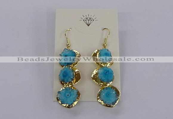 NGE395 10*32mm - 12*38mm druzy agate gemstone earrings